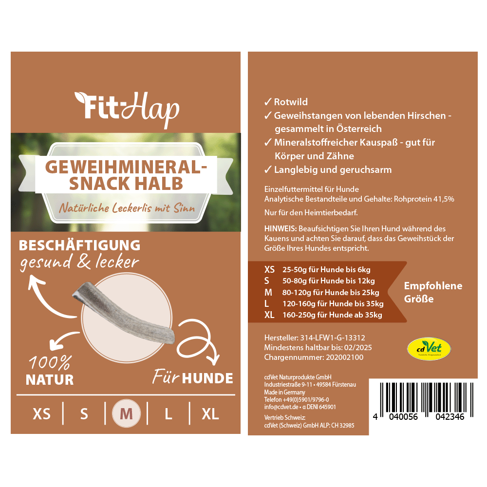 Fit-Hap Antler Mineral Snack, half M (80-120 g)