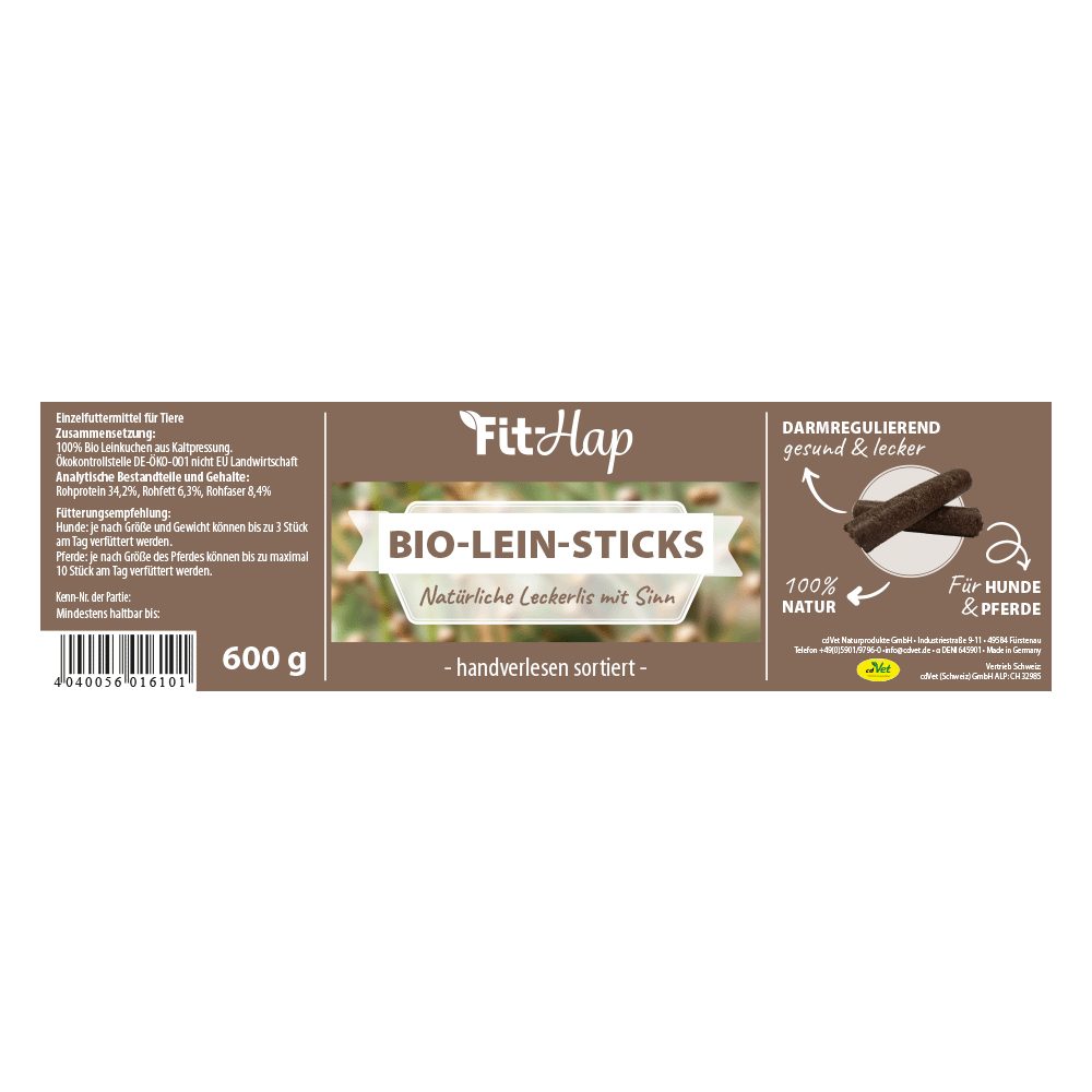Fit-Hap Organic Linseed Expeller Sticks 600 g