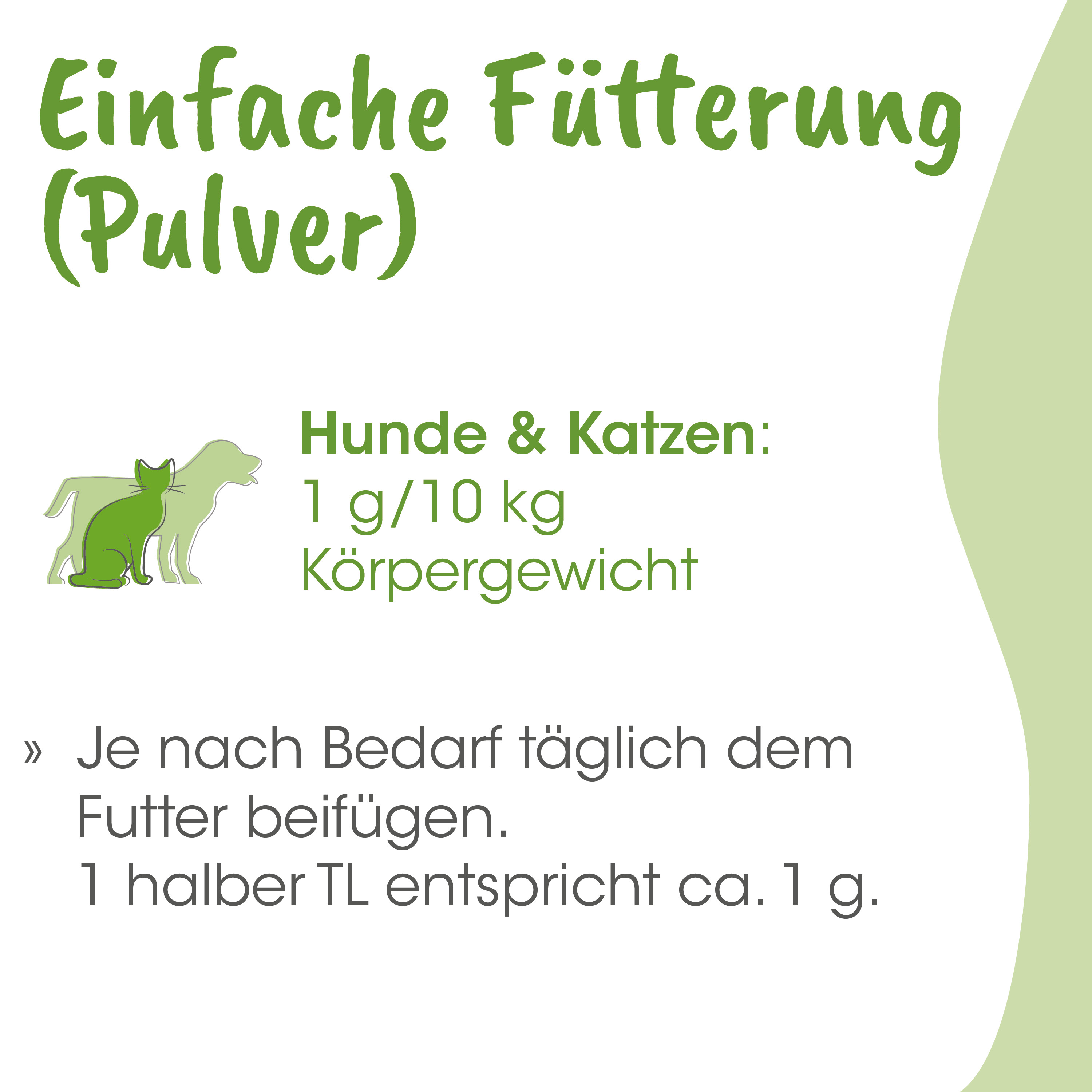 Futterpulver, Pulver, Tierfutter, Hund Katzen, Körpergewicht
