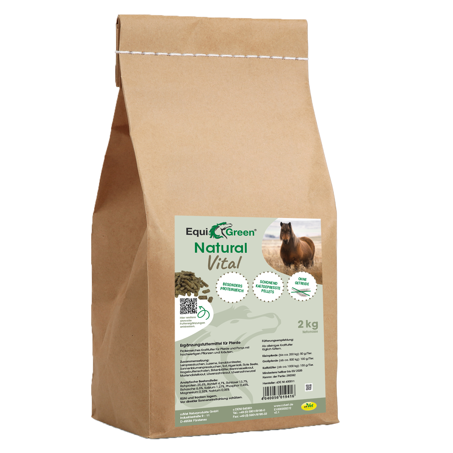 EquiGreen Natural Vital Grain-Free Pellets 2 kg