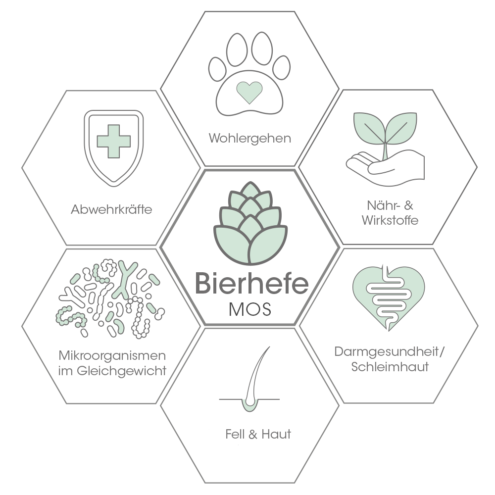 Bierhefe, MOS, Hexagon, Pflanze, Symbole